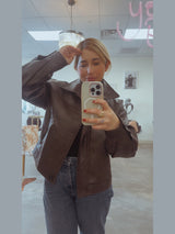 Blake Chocolate Over Sized Vintage Bomber Jacket