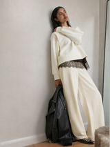Kennedy Creme White Sweater Laced Trim