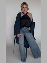 Wide Leg Cropped ( light wash )