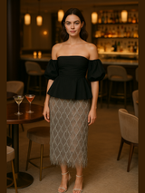 Frenchy Grey Fringe Season Skirt