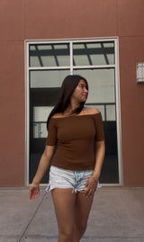 Elle Brown Angled Top