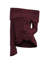 Maroon off the shoulder sweater - She Styles ~Your Image~
