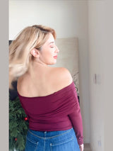 Maroon off the shoulder sweater 🦃 - She Styles ~Your Image~
