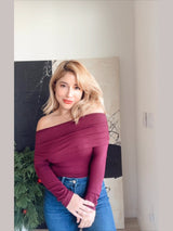 Maroon off the shoulder sweater 🦃 - She Styles ~Your Image~