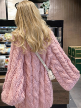 Old Money Ella Pink Cable Knit Sweater