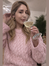 Old Money Ella Pink Cable Knit Sweater
