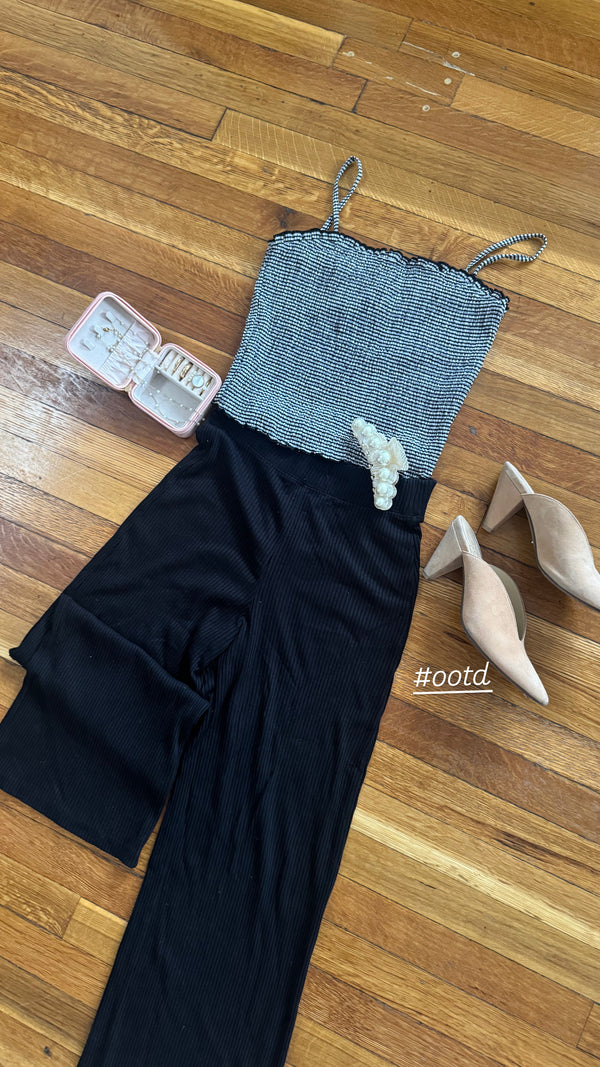 Carrie Black Gingham Top