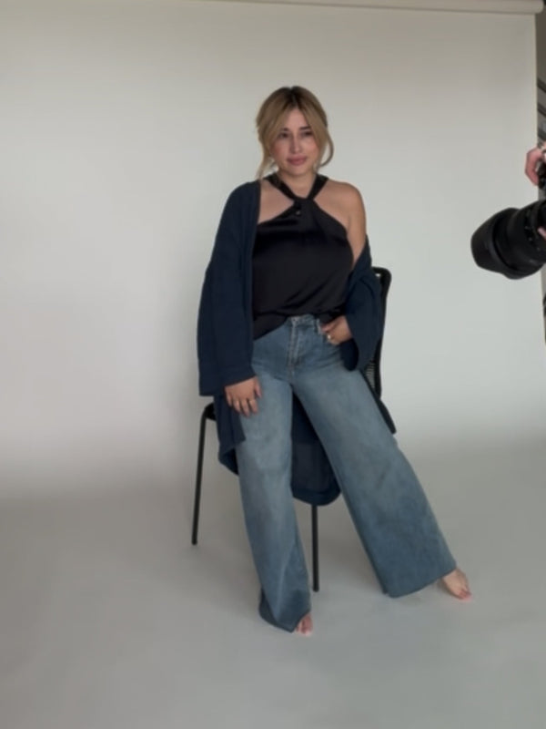 Wide Leg Cropped ( light wash )