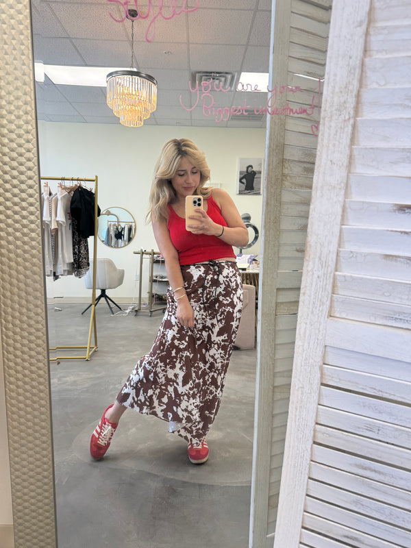 Catalina Cow Print Skirt