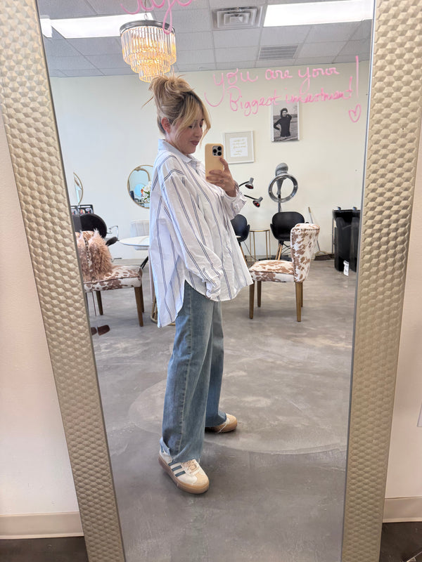 Hamptons Two Tone Button Up Unisex Shirt