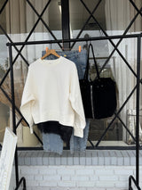 Kennedy Creme White Sweater Laced Trim