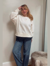 Kennedy Creme White Sweater Laced Trim