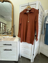Stella Textured Button Down Brown Dress