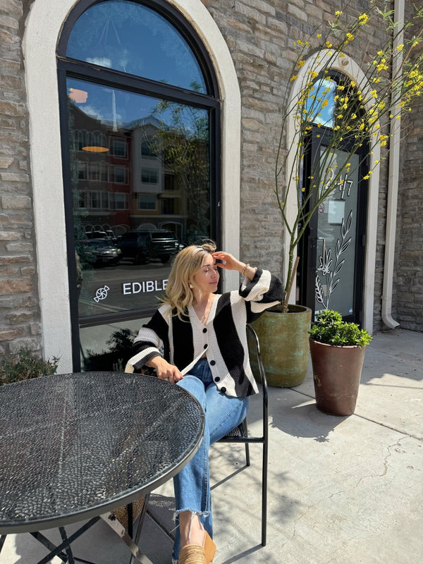 Crochet Knit Striped Sweater - She Styles ~Your Image~