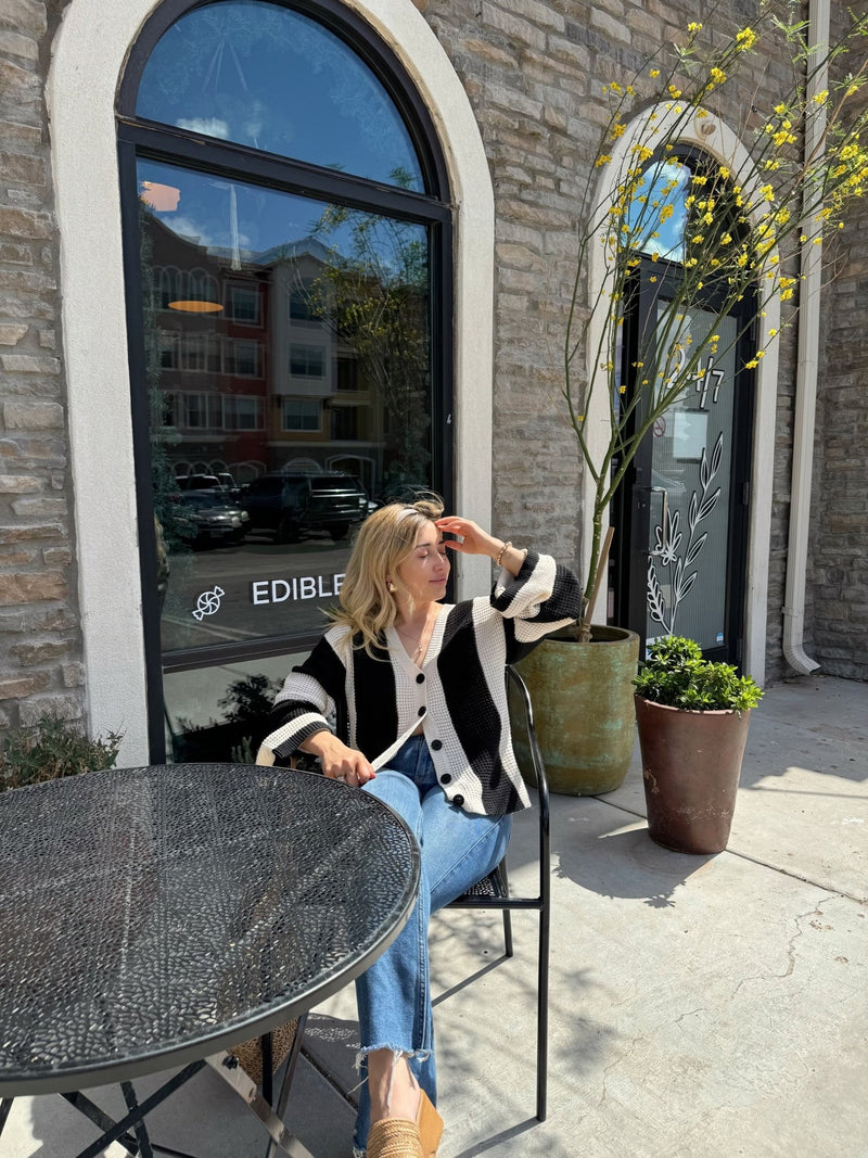 Crochet Knit Striped Sweater - She Styles ~Your Image~