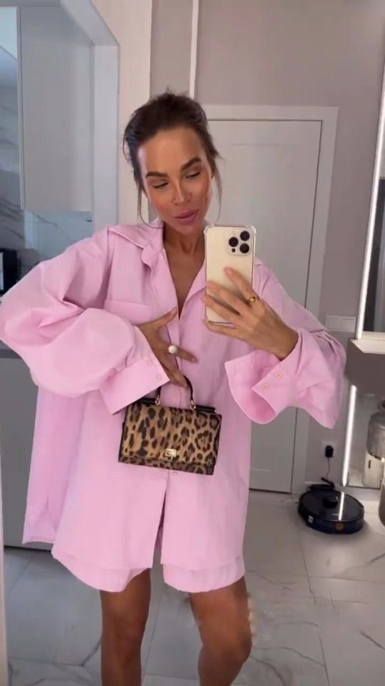 Light Pink Oversized Button Down - She Styles ~Your Image~Apparel & Accessories