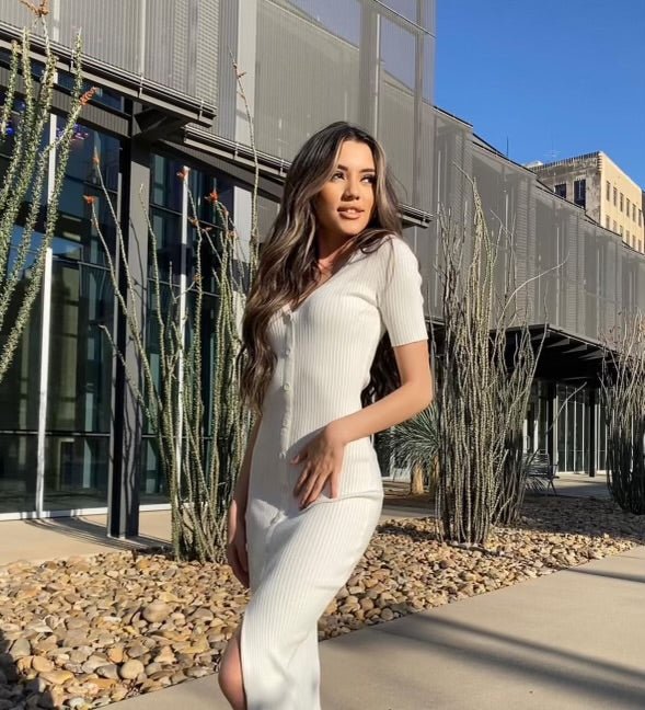 Ribbed knit buttoned down dress - She Styles ~Your Image~